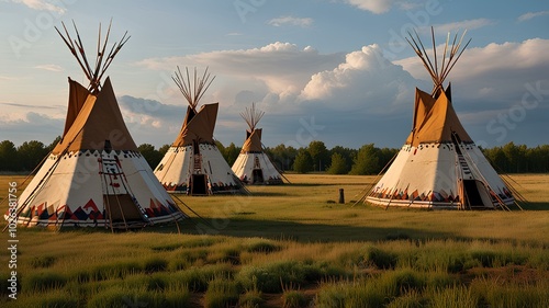 Native American Teepees in North America.