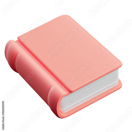 PNG pastel pink book 3d icon, cartoon style minimal on transparent, isolate on white background