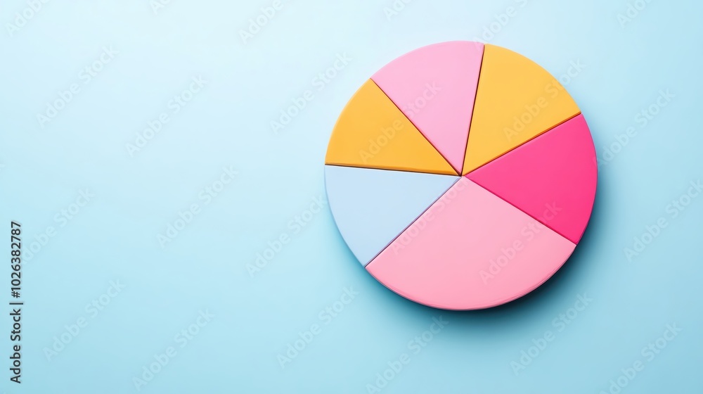 Colorful pie chart on a blue background, visually appealing design concept. Colorful pie chart on a blue background, visually appealing design concept.