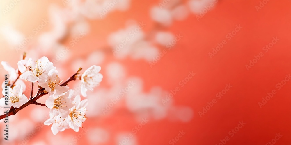 Delicate cherry blossoms on a soft, warm background. Delicate cherry blossoms on a soft, warm background.