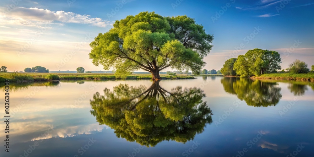 Tree reflection in the surface of a river