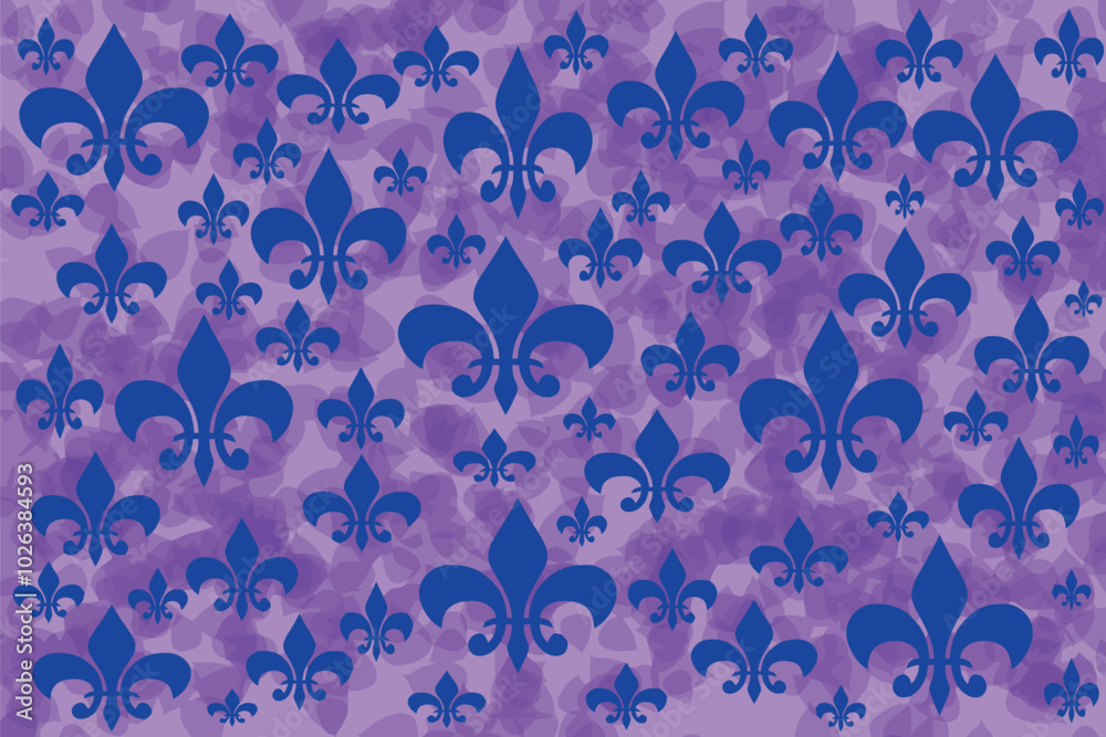 Pattern of purple and blue fleur de lis designs Pattern of purple and blue fleur de lis designs