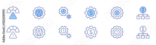 Manager icon set in two styles, Duotone and Thin Line style. Editable stroke. acceptable risk, money management, risk management, cost, new technologies, time management