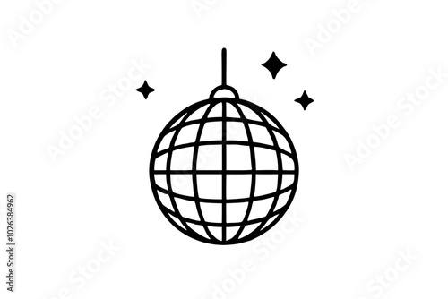  Disco ball icon, Disco ball with stars icon vector