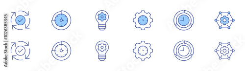 Manager icon set in two styles, Duotone and Thin Line style. Editable stroke. process, time management, management, light bulb