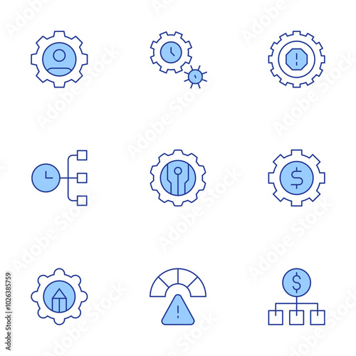Manager icons set. Line Duotone style, editable stroke. acceptable risk, money management, time management, risk management, cost, new technologies, hr, planning
