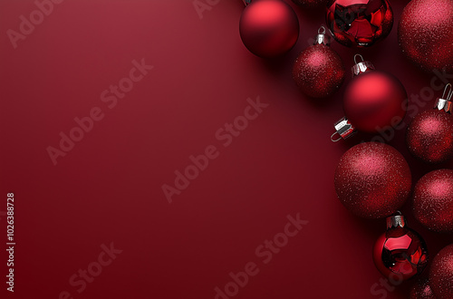 red christmas balls on red background, flatly 