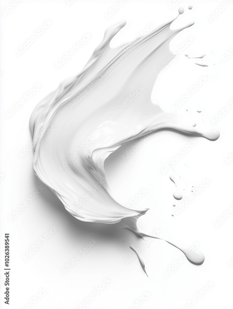 Isolated Smear of White Paint and Cream on White Background for Cosmetic and Skincare Branding Isolated Smear of White Paint and Cream on White Background for Cosmetic and Skincare Branding