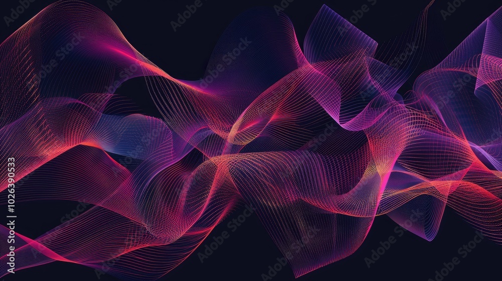 Abstract digital waves blending with geometric shapes Abstract digital waves blending with geometric shapes