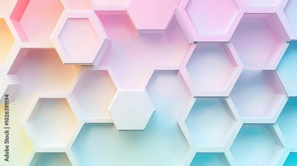 Abstract geometric background with interlocking hexagons in pastel colors Abstract geometric background with interlocking hexagons in pastel colors