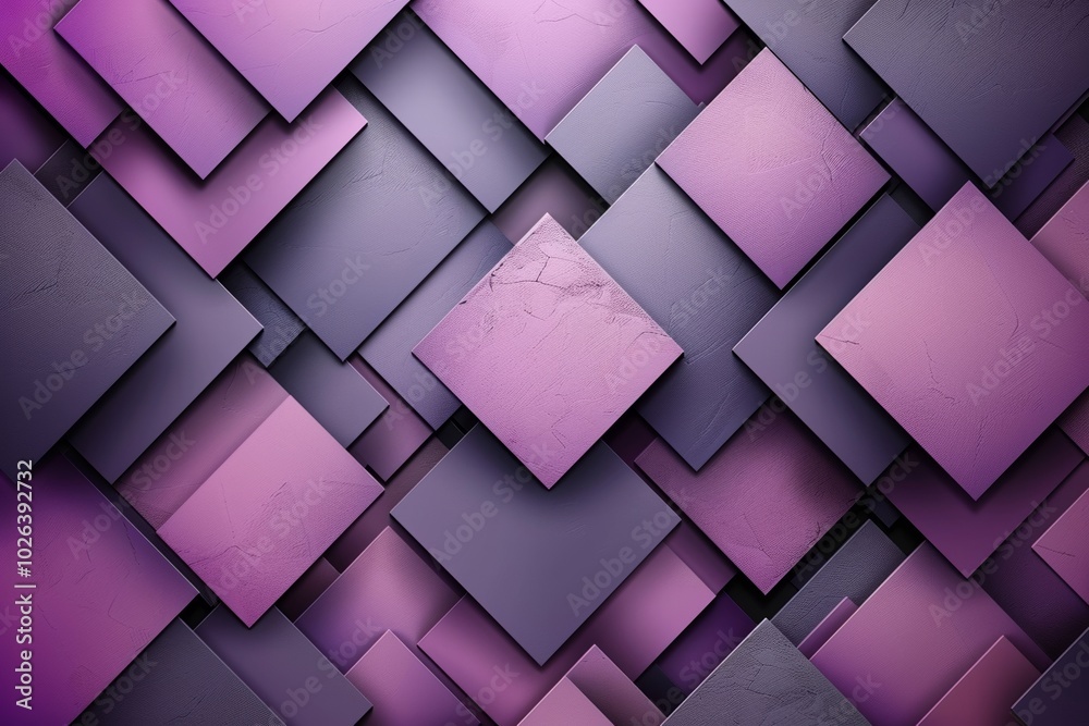 Fototapeta premium Abstract background with a geometric pattern with squares in purple and gray colors