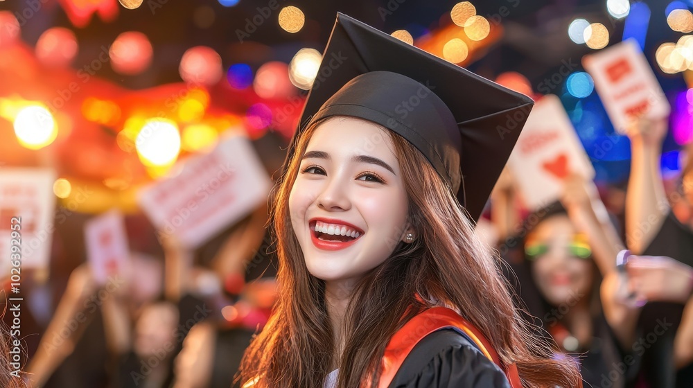 Joyful Graduate Celebrating Achievement at Ceremony Joyful Graduate Celebrating Achievement at Ceremony
