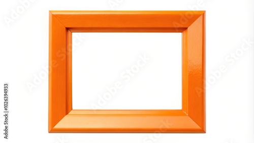 Orange square frame isolated on white background with reflection