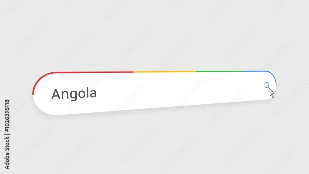 Typing Angola in Search Bar Animation | Close-Up Search Engine Interface | Web Search for Angola | Internet Browsing, Technology, and Digital Marketing Animation Video Typing Angola in Search Bar Animation | Close-Up Search Engine Interface | Web Search for Angola | Internet Browsing, Technology, and Digital Marketing Animation Video