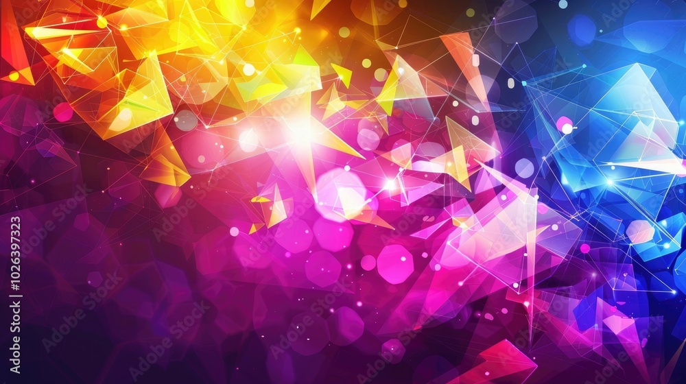 Abstract polygonal background with a burst of colorful facets Abstract polygonal background with a burst of colorful facets