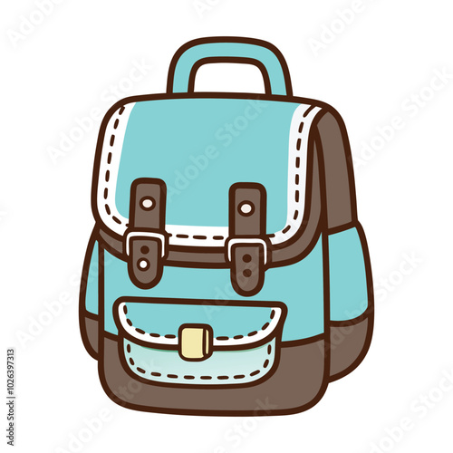 Cartoon School Backpack Vector Illustration for Kids.