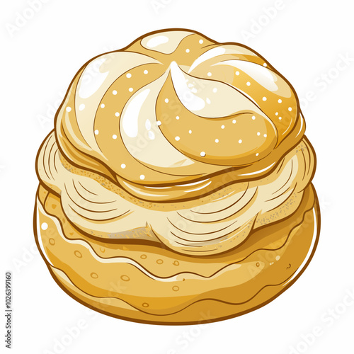 Hand-Drawn Cream Puff Dusted with Powdered Sugar. Perfect for: Weddings, Afternoon tea, Mother's Day, Dessert tables