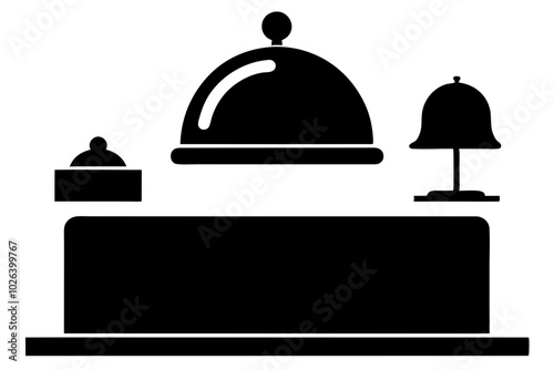 Bell on reception for the hotel and hospital vector silhouette | vector silhouette illustration on white background