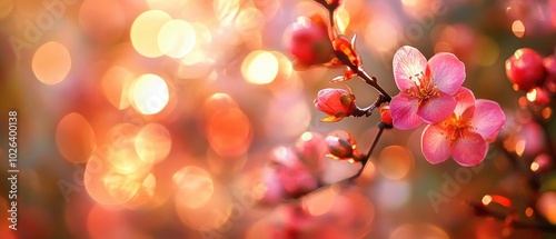 Delicate pink flower blossoms with soft bokeh background creating a dreamy atmosphere perfect for nature lovers.
