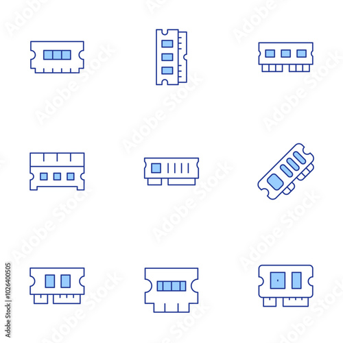 Ram memory icons set. Line Duotone style, editable stroke. ram, rammemory photo