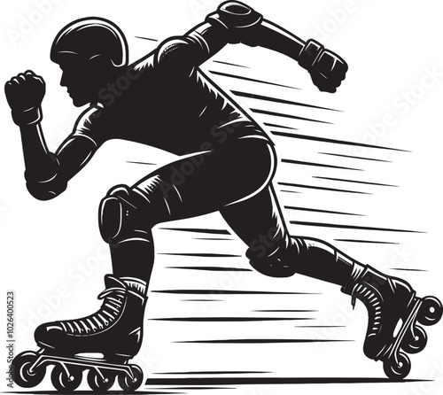 Roller skating Silhouette illustration isolated on a white background