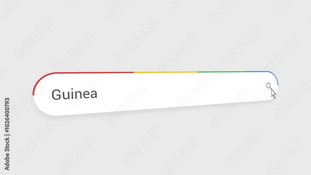 Typing Guinea in Search Bar Animation | Close-Up Search Engine Interface | Web Search for Guinea | Internet Browsing, Technology, and Digital Marketing Animation Video Typing Guinea in Search Bar Animation | Close-Up Search Engine Interface | Web Search for Guinea | Internet Browsing, Technology, and Digital Marketing Animation Video