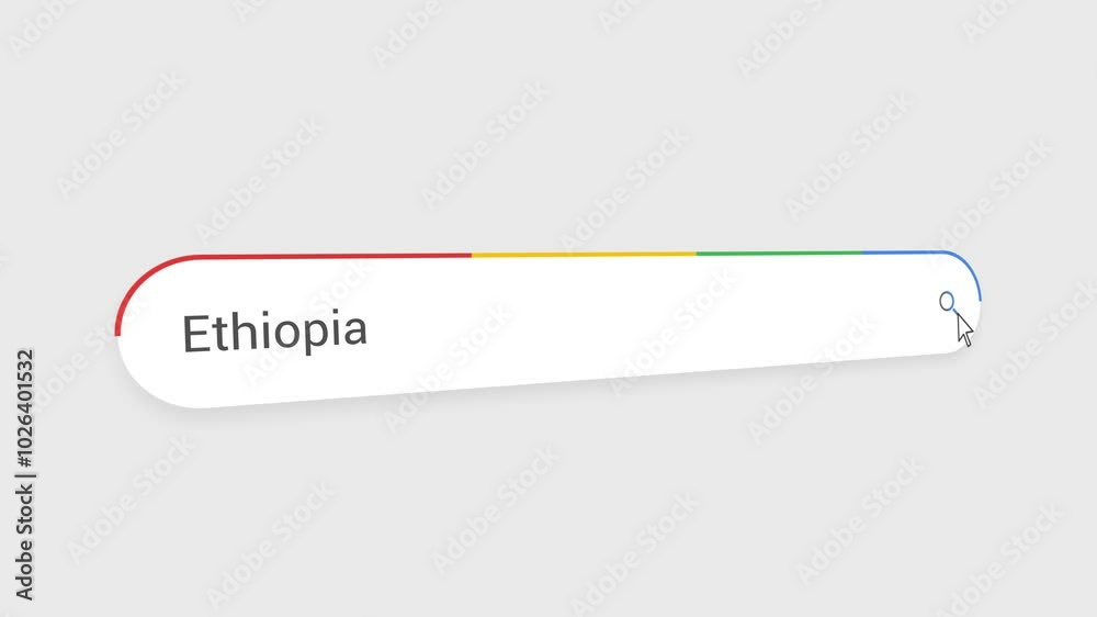 Typing Ethiopia in Search Bar Animation | Close-Up Search Engine Interface | Web Search for Ethiopia | Internet Browsing, Technology, and Digital Marketing Animation Video Typing Ethiopia in Search Bar Animation | Close-Up Search Engine Interface | Web Search for Ethiopia | Internet Browsing, Technology, and Digital Marketing Animation Video