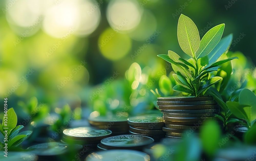 Lush greenery growing on a stack of coins, highlighting the idea of growing wealth through smart investment and financial planning