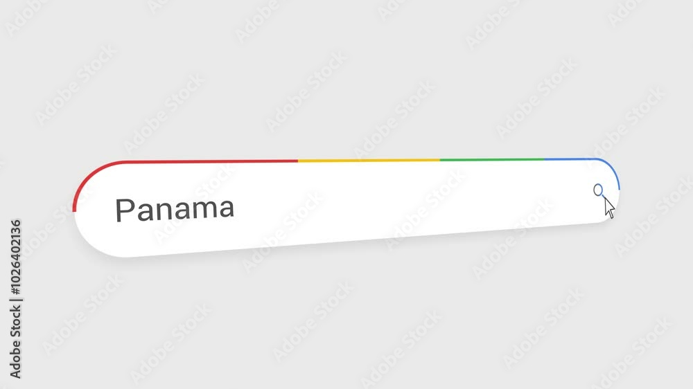 Typing Panama in Search Bar Animation | Close-Up Search Engine Interface | Web Search for Panama | Internet Browsing, Technology, and Digital Marketing Animation Video Typing Panama in Search Bar Animation | Close-Up Search Engine Interface | Web Search for Panama | Internet Browsing, Technology, and Digital Marketing Animation Video