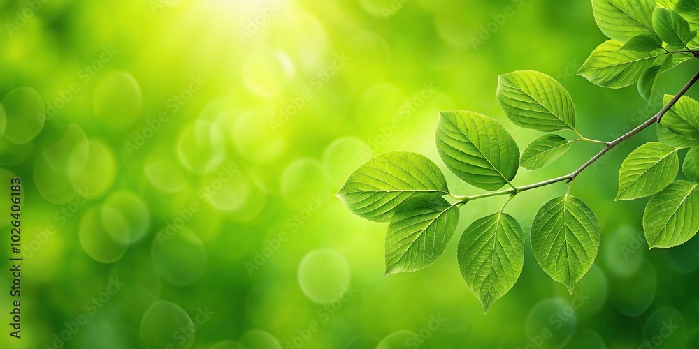 Leafy green background with branch in foreground Leafy green background with branch in foreground