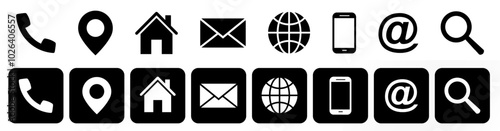 contact and web icon set. vector eps minimal icons for website, app, internet, infographic, business card, contact. contact information icons collection.