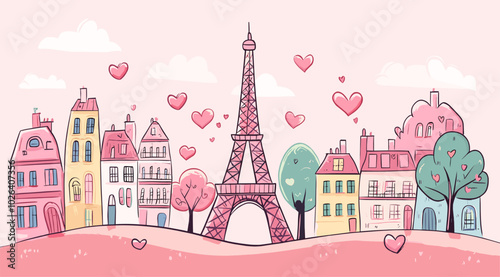 vector simple drawing eiffel tower paris .Generative AI