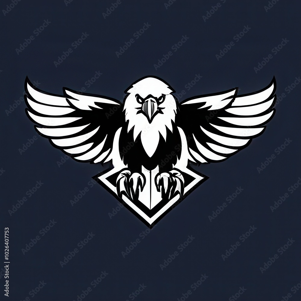 Obraz premium Bold illustration of a high school mascot eagle in an aggressive pose, perfect for sports teams, school logos, and digital branding projects