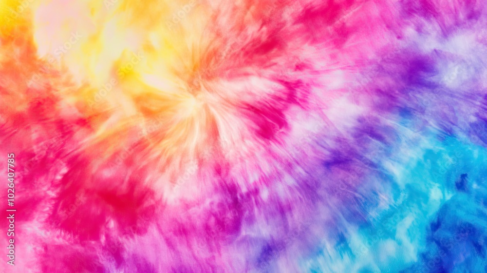Abstract tie-dye background with a mix of bold colors blending seamlessly, ideal for creating a fun, psychedelic look or promoting artistic content.