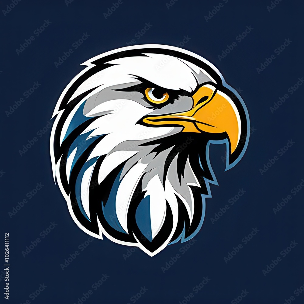 Obraz premium Bold illustration of a high school mascot eagle in an aggressive pose, perfect for sports teams, school logos, and digital branding projects
