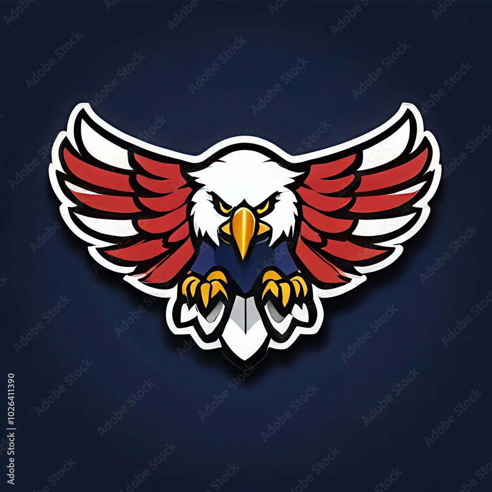 Obraz premium Bold illustration of a high school mascot eagle in an aggressive pose, perfect for sports teams, school logos, and digital branding projects