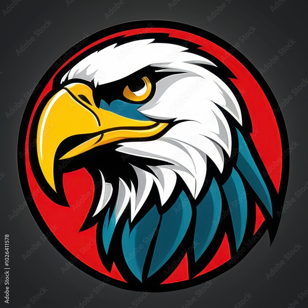 Obraz premium Bold illustration of a high school mascot eagle in an aggressive pose, perfect for sports teams, school logos, and digital branding projects