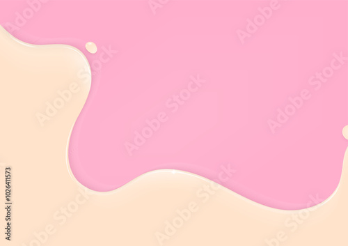 Cream liquid flow on pink background