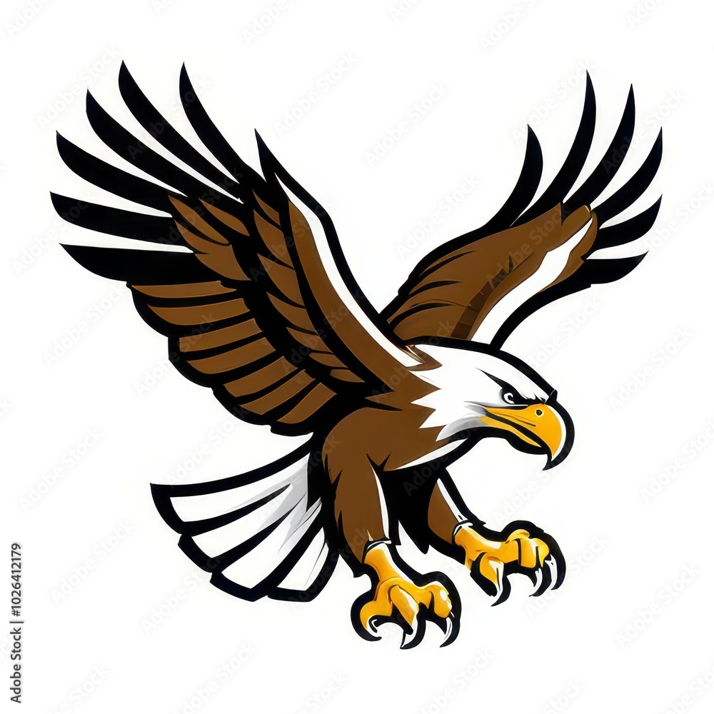 Obraz premium Bold illustration of a high school mascot eagle in an aggressive pose, perfect for sports teams, school logos, and digital branding projects