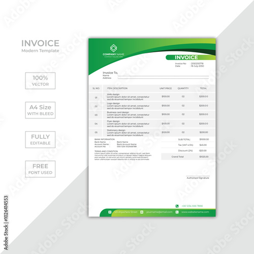 Modern corporate business invoice template design