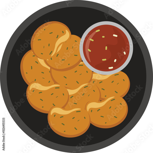 Traditonal Food Illustration Tod Mun Pla Thailand