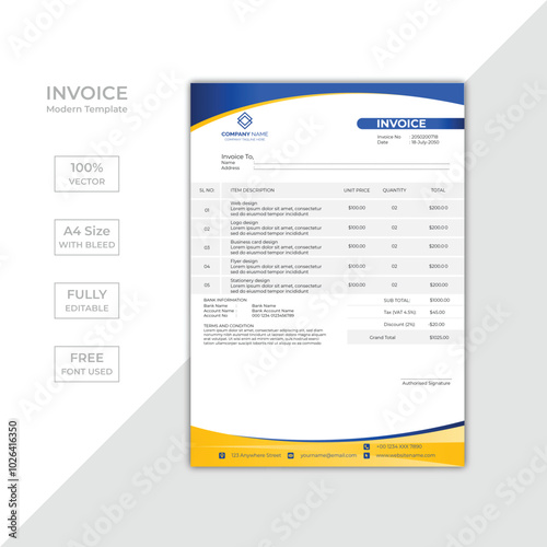 Modern corporate business invoice template design