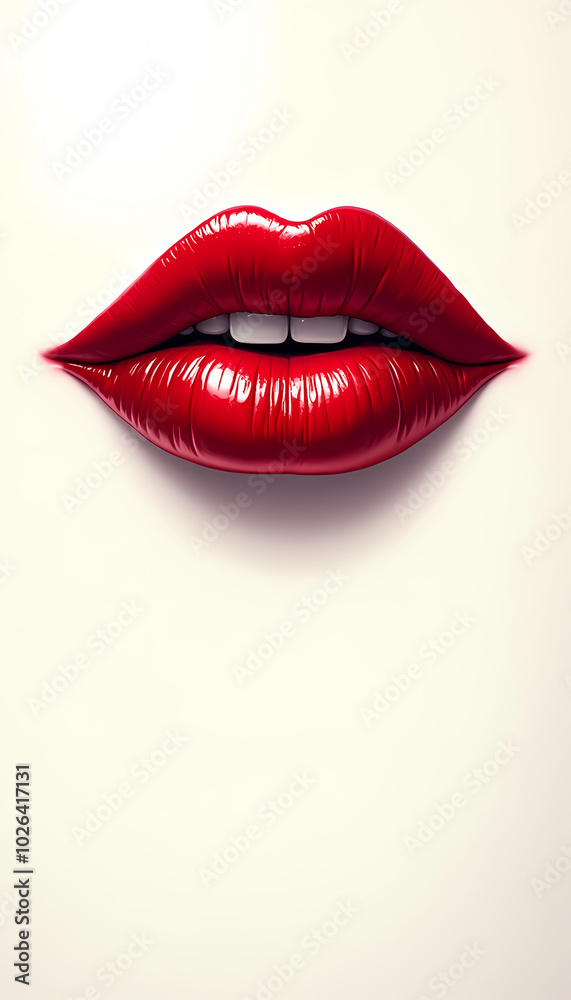 Obraz premium Striking close-up of glossy red lips for Valentine's Day romantic theme