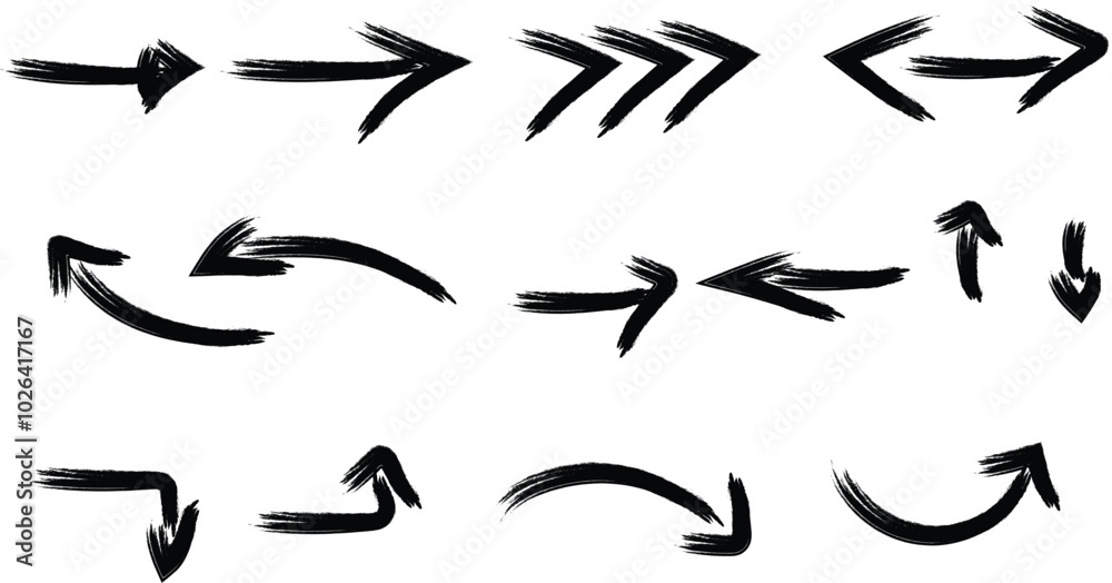Collection of icon arrow on white background . brush arrow icon . Collection of icon arrow on white background . brush arrow icon .