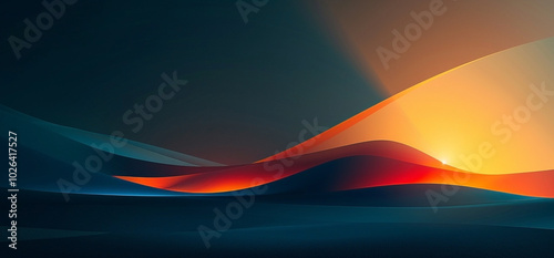 Gradient background with focus on upper left corner where  abstract shape that resembles light rays photo