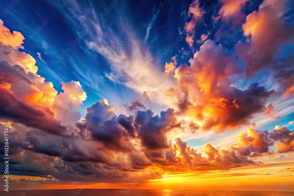 Fototapeta premium panorama cloudscape sunset vivid dreamy colors sky