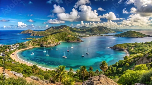 panorama of Deep Bay on Antigua in the Caribbean