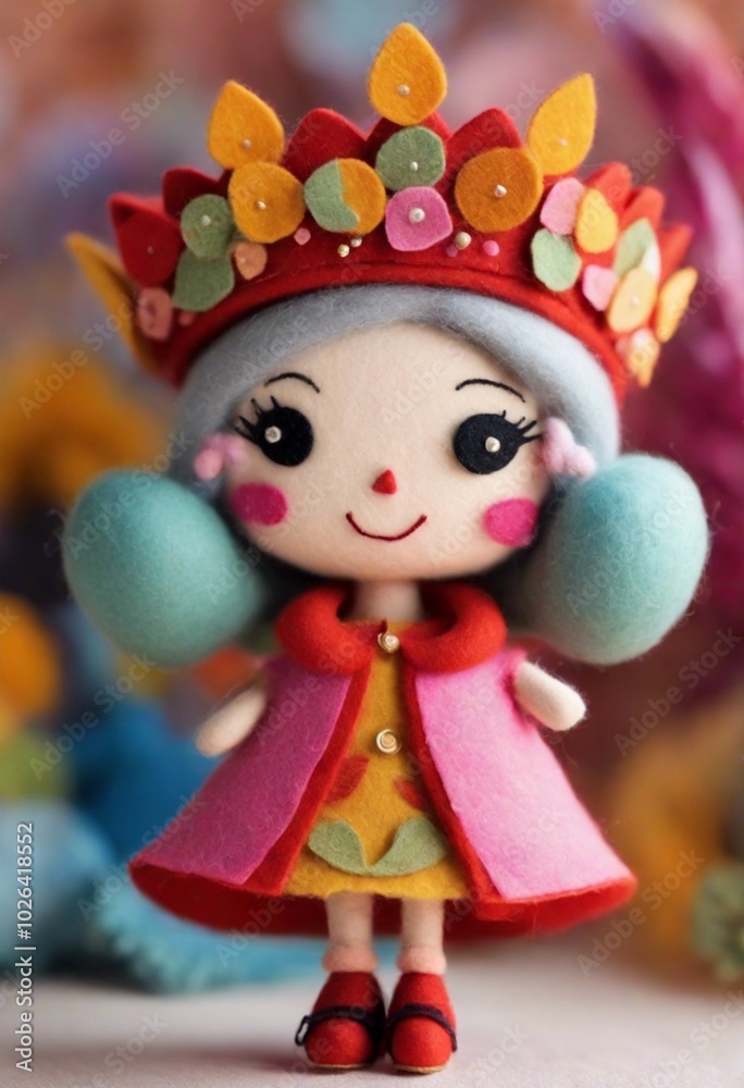spring felt doll pink and green spring felt doll pink and green