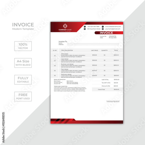 Modern corporate business invoice template design