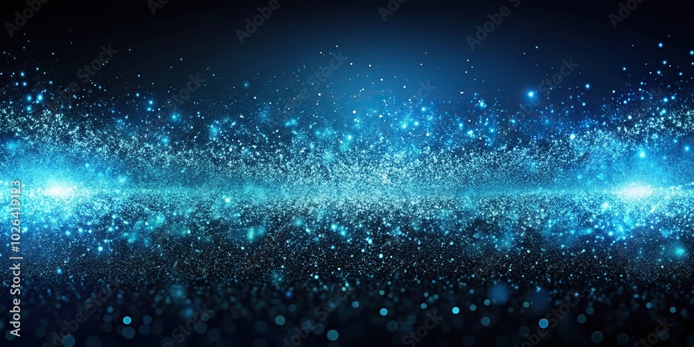 Obraz premium Panoramic abstract background of particles on blue and black colors